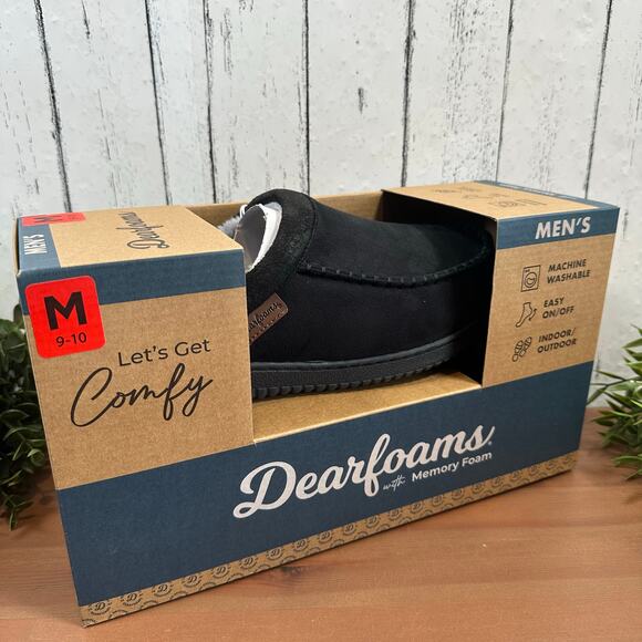 Dearfoams Men's Memory Foam Black Slippers Size M (9-10) - Picture 3 of 5